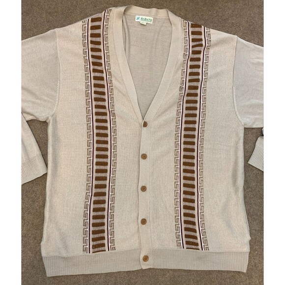 Haband Sweater Mens 2X Grandpa Cardigan Button Long Sleeve Knit 80s Vintage - Picture 1 of 8